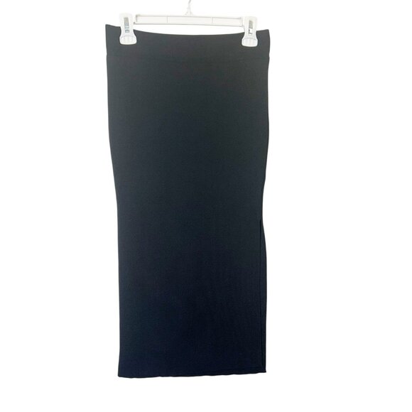 7 For All Mankind Pull On Knit Midi Pencil Skirt Women’s Size Medium Black - Picture 1 of 7
